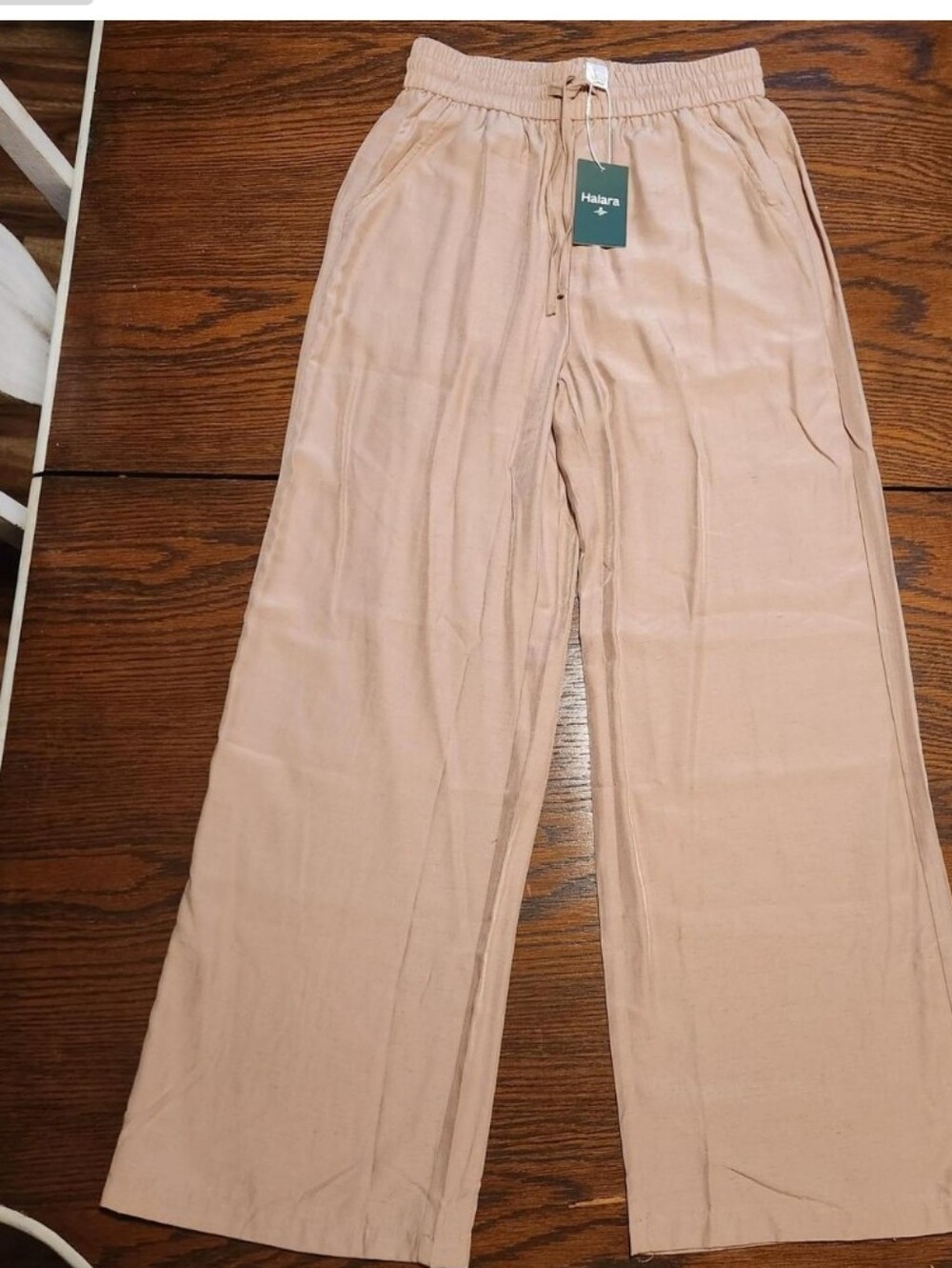 HALARA Wide-Leg Drawstring Pants in Tan